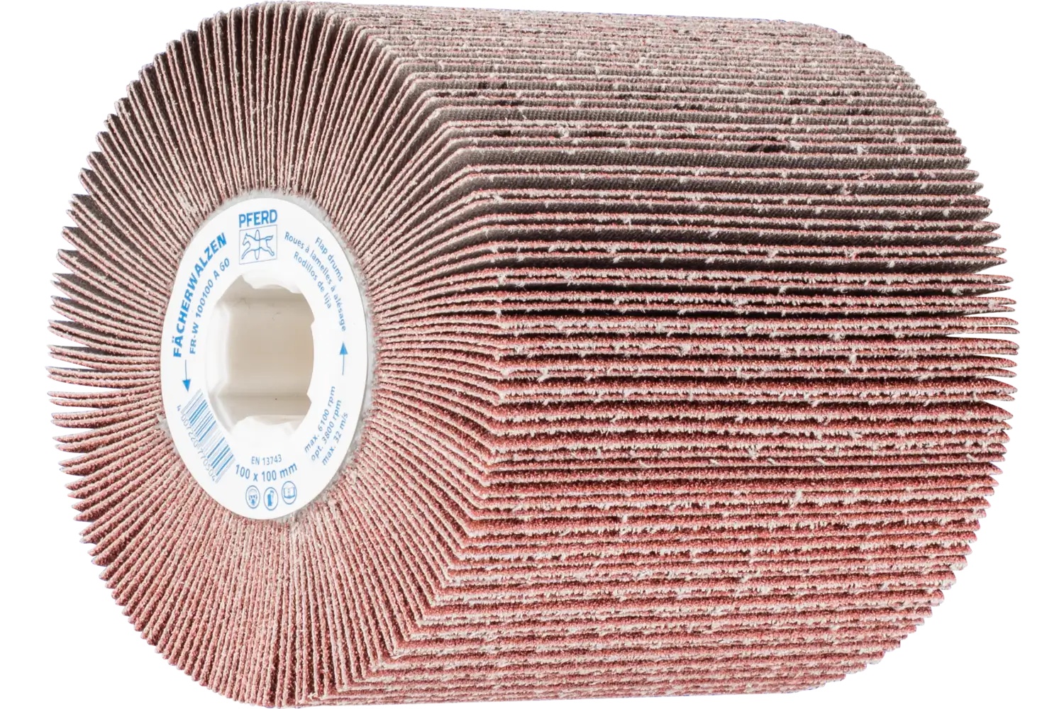 Picture of Pferd Flap Drum, 4" x 4, 3/4" Keyed Arbor, 60 Grit, Aluminum oxide